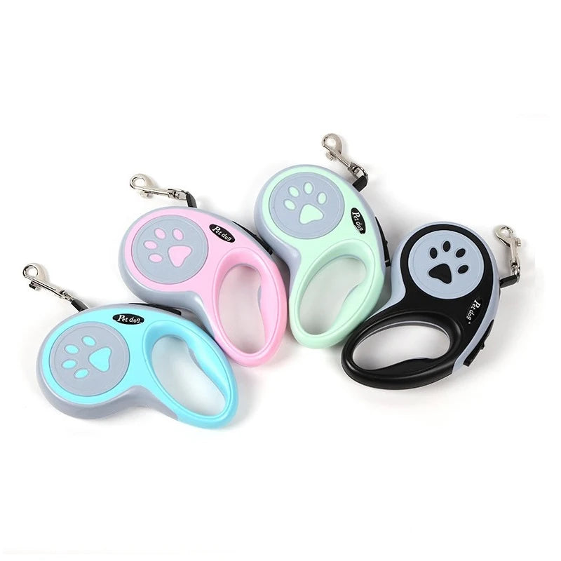 Laisse de 3m 5m en nylon rétractable automatique pour chien, durable, pour chat, sangle extensible pour chiot, traction en roulette pour la promenade et la course de petits chiens
