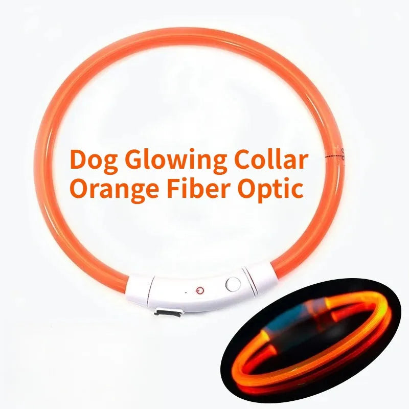 Collar de perro de fibra óptica recargable, accesorio luminoso que brilla en la noche para mascotas, collar de seguridad desmontable para una visibilidad nocturna mejorada