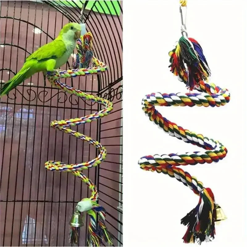 1pc Parrot Bird Toy Hanging Braided Rope Pet Stand Training Accessories,Bird Cage Accessories Swing Toy