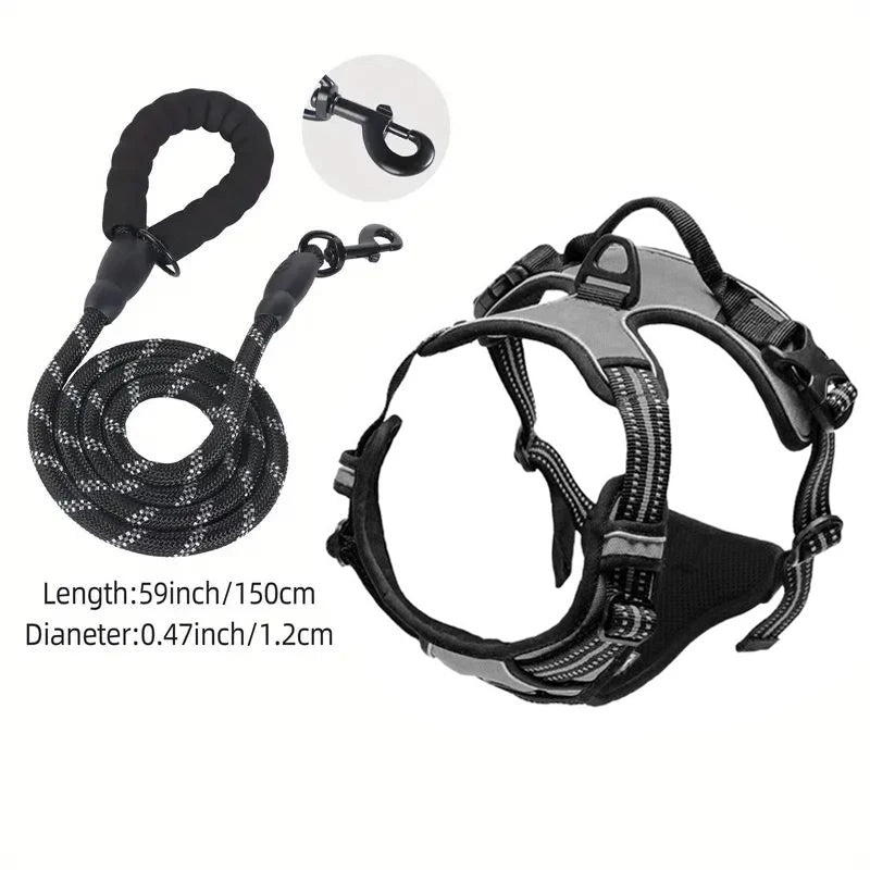 Service Dog Harness Front Clip Heavy Duty Reflective Easy Control Handle for Large Dog Walking，Easy to Control for Small Medium