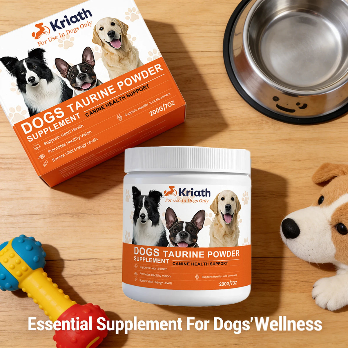 Poudre de Taurine pour Chiens Soutient la Santé Cardiaque Augmente les Niveaux d'Énergie Vitale Maintient la Mobilité Articulaire Saine Compléments Nutritionnels Quotidien