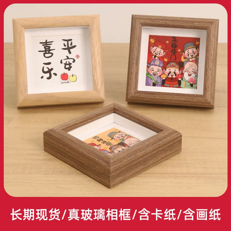 10*10cm Picture Frame Natural Woodgrain Wall Hanging Large Picture Frame for Photos Posters Art Prints（random Style）