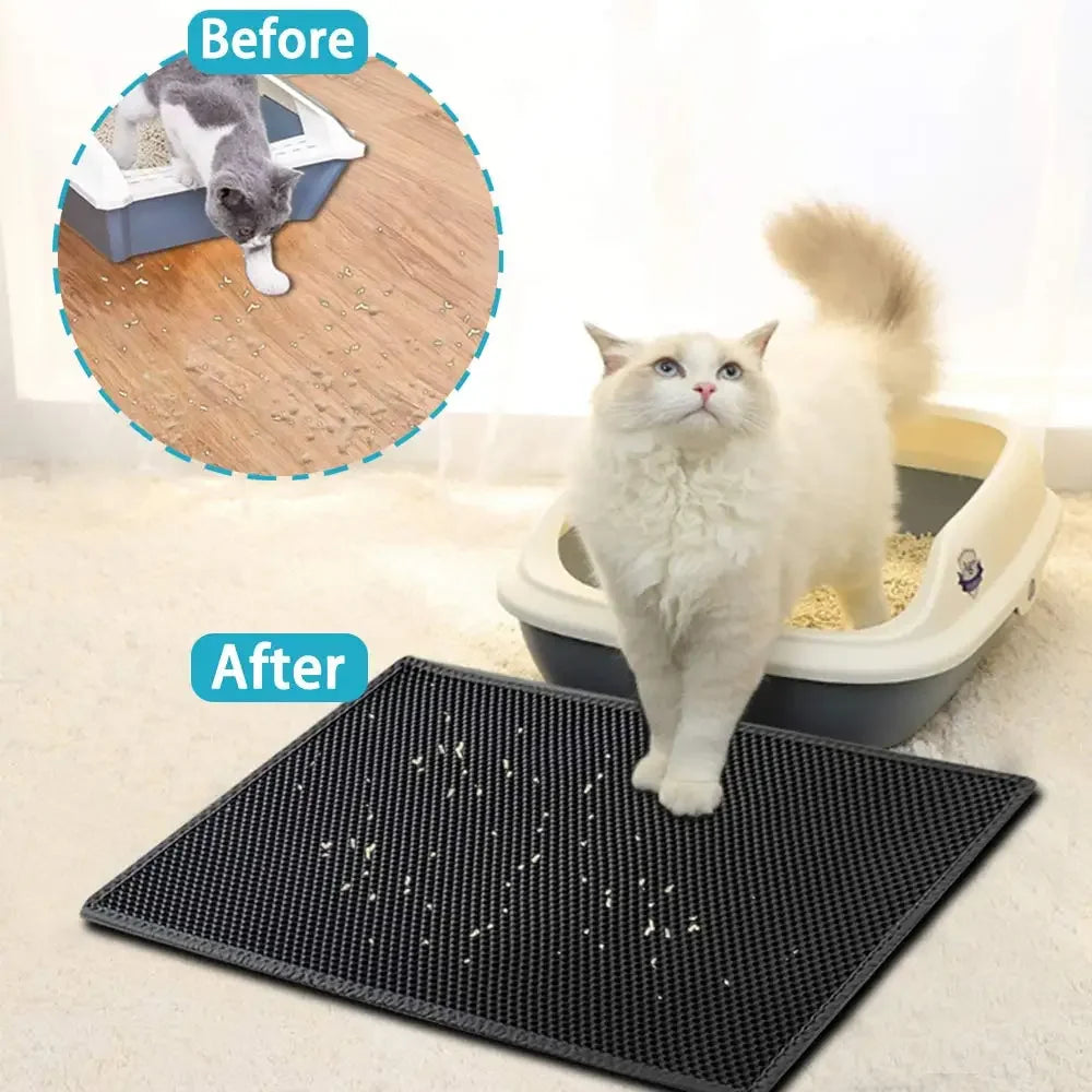 Tapis de litière pour chat avec cadeau, double couche imperméable, tapis de litière antidérapant pour animaux de compagnie, lavable, matelas pour chat, produits de nettoyage