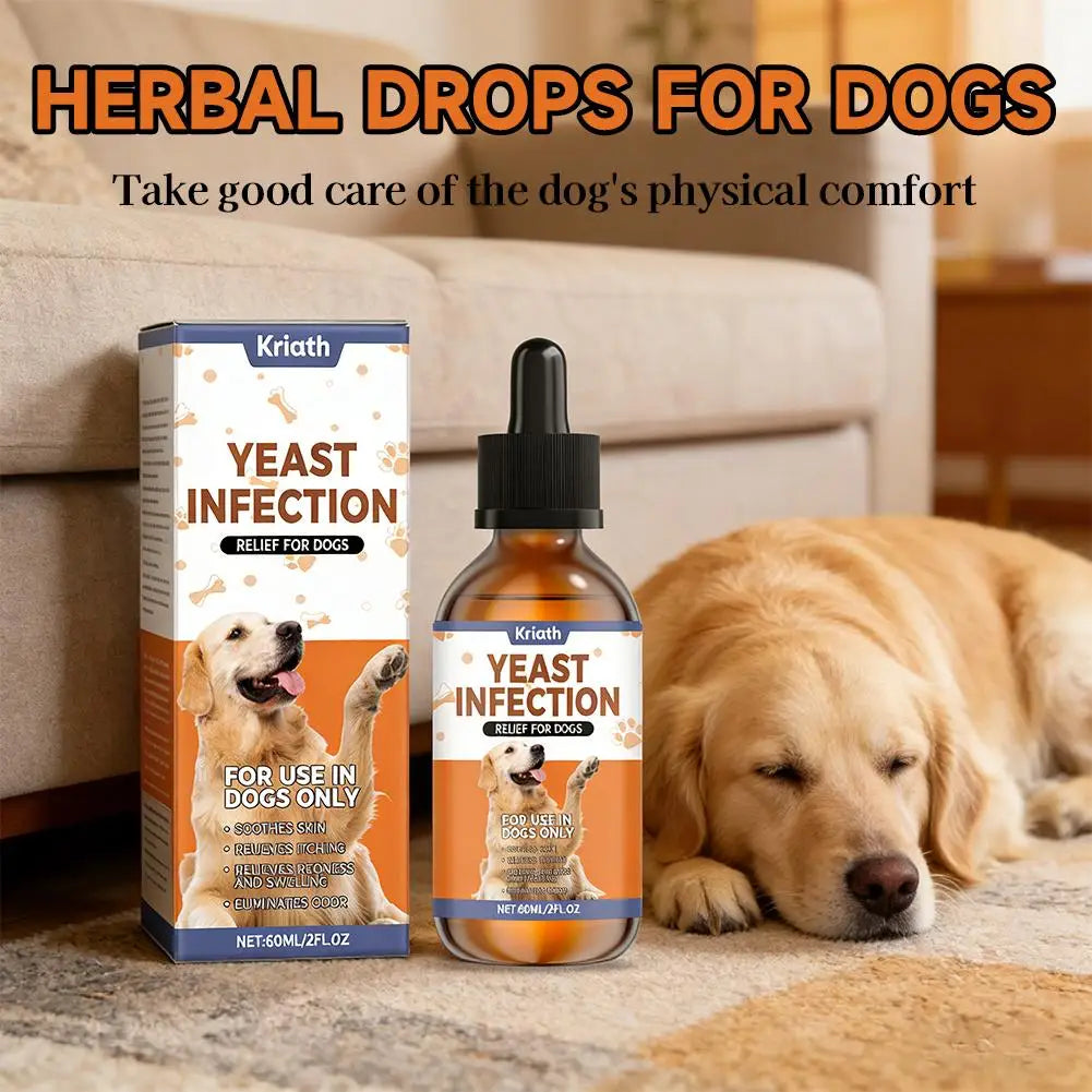 60ml Gouttes Naturelles à Base de Plantes pour les Infections à Levures chez les Chiens Complément pour la Peau et les Oreilles des Animaux Soulagement Doux des Démangeaisons et de l'Inconfort Sûr