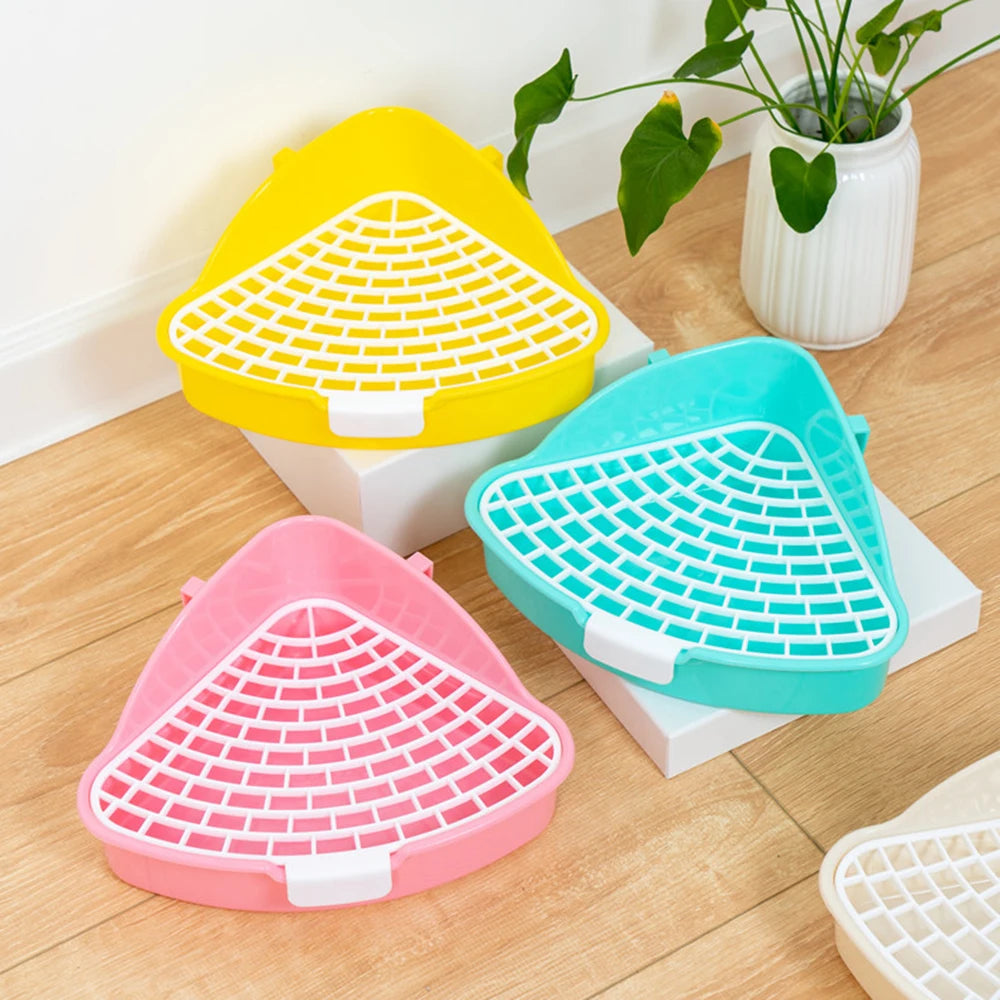 1PC Triangle Potty Corner Litter Box for Small Animals for Rabbits and Hamsters Design Easy to Space-Saving Toilet Tray