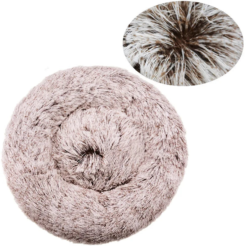 40-90cm 6 Tailles Lit Rond pour Animaux de Compagnie Grand Lit pour Chien Lit Super Doux pour Chat Niche en Peluche pour Chien Moyen Hiver Chaud Couchage