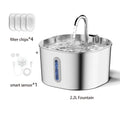 ZYFeeder Fontaine à Eau Automatique pour Chat 2,2L Carrée en Acier Inoxydable Distributeur d'Eau pour Animaux de Compagnie Chien avec Fenêtre (sans Adaptateur 5V 1A)