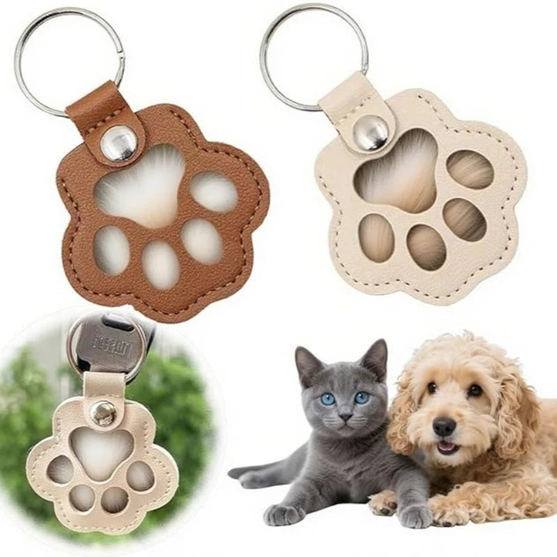 Porte-clés collector de poils de chien en cuir, souvenir commémoratif pour animaux de compagnie, pendentif de rangement de poils, cadeau porte-clés