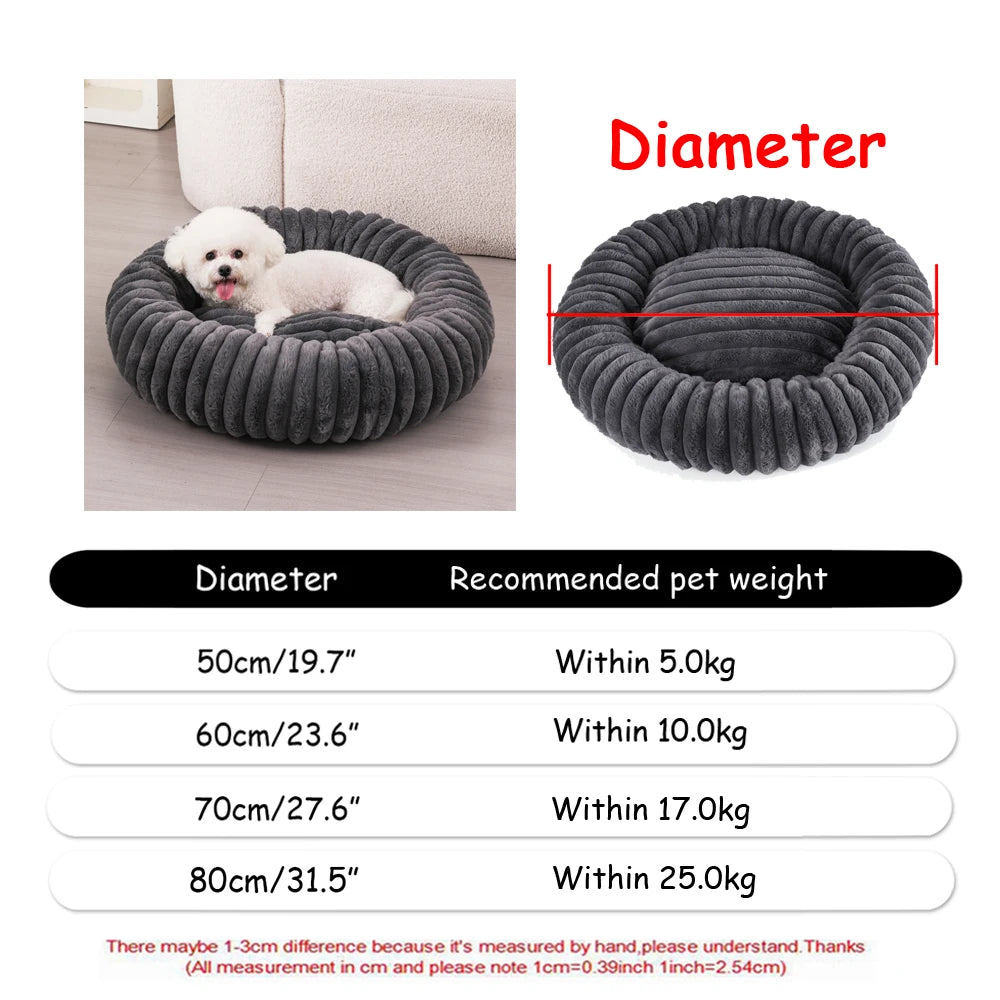 40-90cm 6 Tailles Lit Rond pour Animaux de Compagnie Grand Lit pour Chien Lit Super Doux pour Chat Niche en Peluche pour Chien Moyen Hiver Chaud Couchage