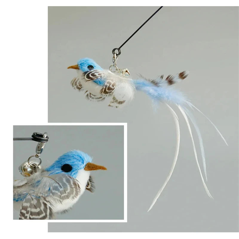Baguette amusante en plumes d'oiseau pour chat avec accessoires de cloche, jouets interactifs pour chats, chatons, chasse, teaser, exercice, produits pour animaux de compagnie