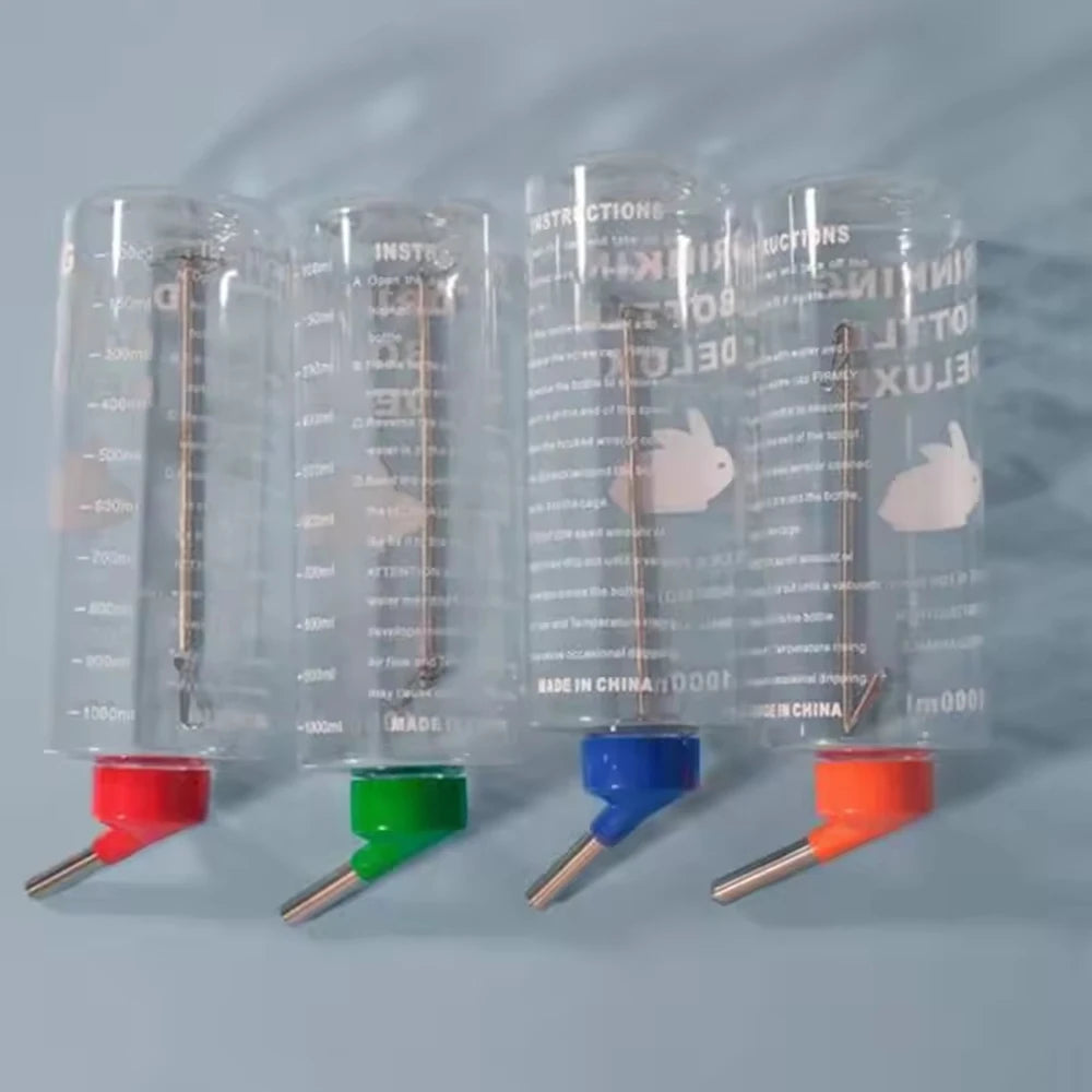 1000ml Random Color Small Animals Drinker Auto Drinking Hangable Water Bottle for Rabbit Guinea Pig Parrot Rabbit Feeder