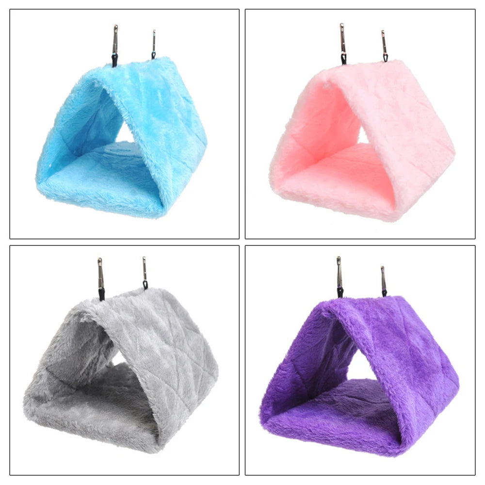 1PC Parrot Triangle Hammock - Pure Color Parrot Parrotlet Winter Warmth Cotton Nest Hanging Cage Hanging Suspension Nest