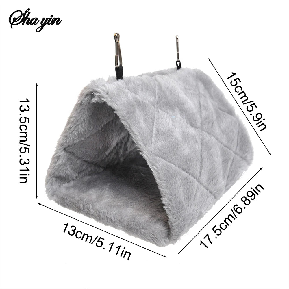 1PC Parrot Triangle Hammock - Pure Color Parrot Parrotlet Winter Warmth Cotton Nest Hanging Cage Hanging Suspension Nest