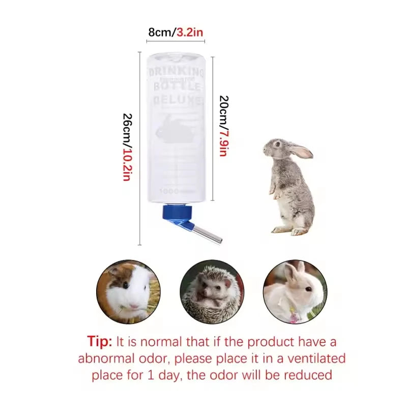 1000ml Random Color Small Animals Drinker Auto Drinking Hangable Water Bottle for Rabbit Guinea Pig Parrot Rabbit Feeder