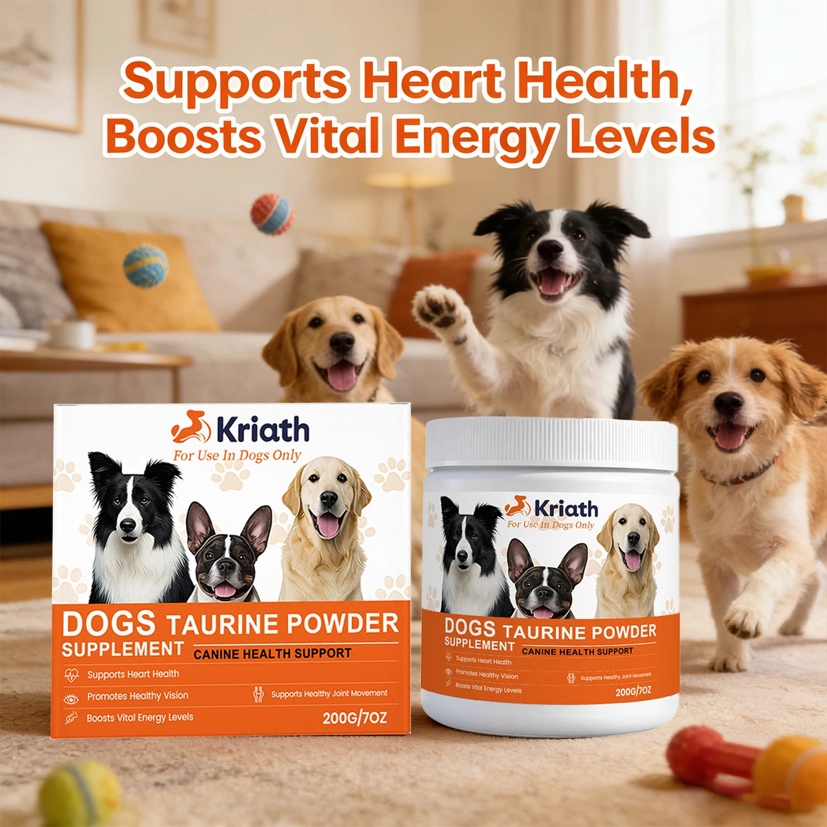 Poudre de Taurine pour Chiens Soutient la Santé Cardiaque Augmente les Niveaux d'Énergie Vitale Maintient la Mobilité Articulaire Saine Compléments Nutritionnels Quotidien