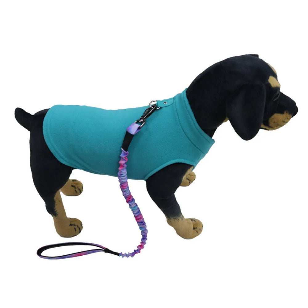 Europa, América, ropa para mascotas de Amazon, ropa para perros, chaleco polar engrosado de color liso, correa de tracción, suministros para mascotas en stock