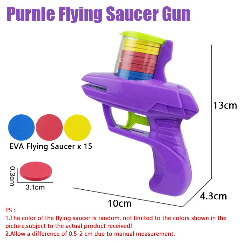 Divertido juguete creativo para gatos con pistola voladora de platillo volante, que incluye 15 platillos voladores reutilizables de goma EVA, juguetes interactivos de caza para perros y gatos.