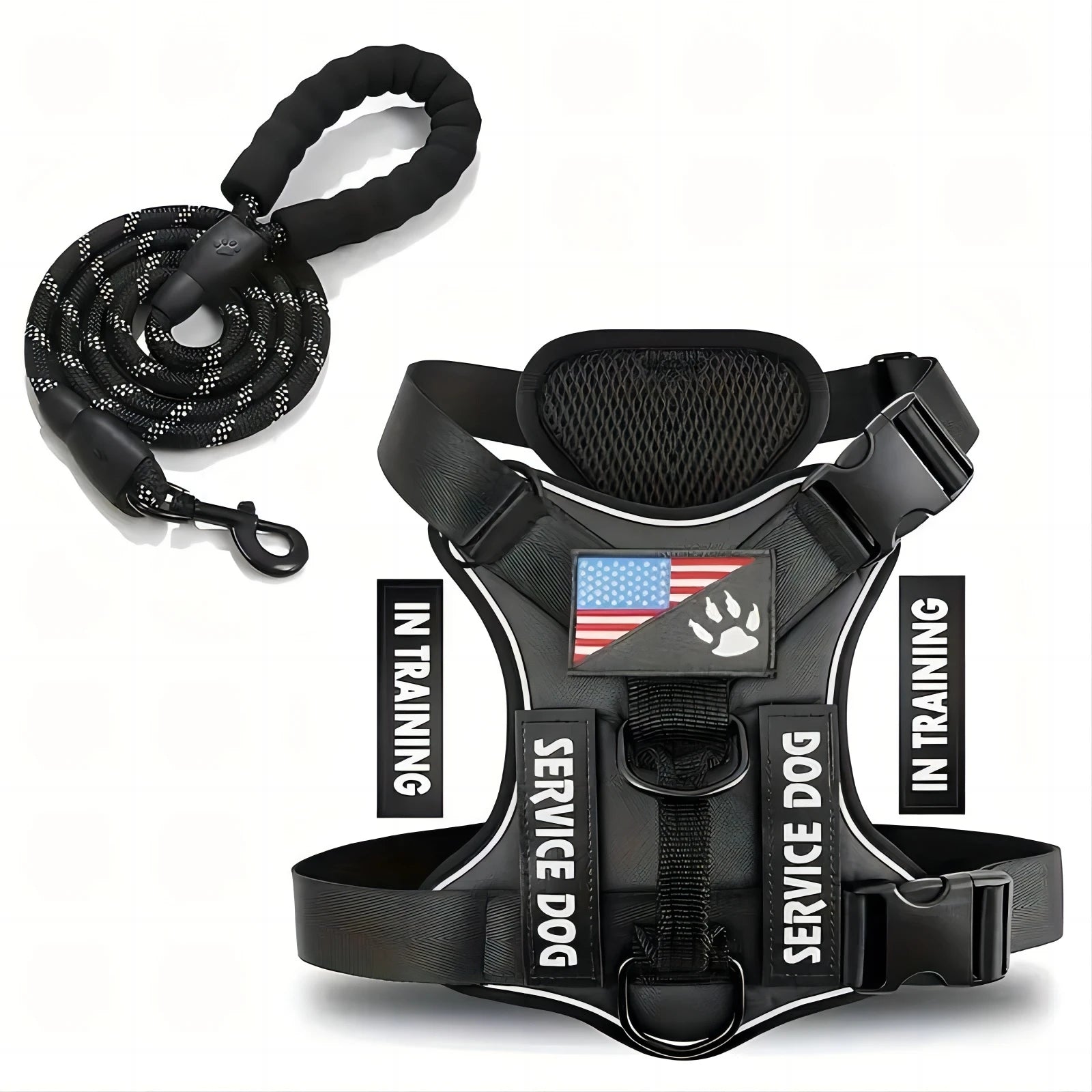 Dog Harness And Leash Set, Escape Proof No Pull Dog Vest Harness With Reflective Dog Walking Traction Rope