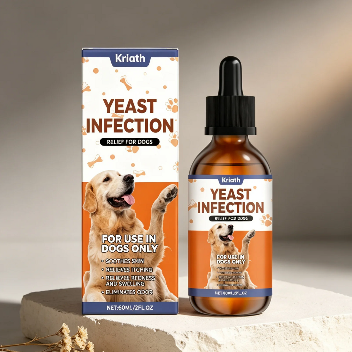 Kriath Gouttes de complément alimentaire pour chiens Favorisent l'absorption des nutriments Améliorent la défense immunitaire Formule douce Complément liquide oral pour chiens