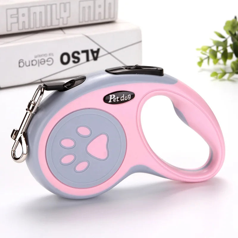Laisse de 3m 5m en nylon rétractable automatique pour chien, durable, pour chat, sangle extensible pour chiot, traction en roulette pour la promenade et la course de petits chiens