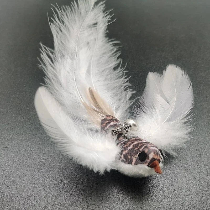 Baguette amusante en plumes d'oiseau pour chat avec accessoires de cloche, jouets interactifs pour chats, chatons, chasse, teaser, exercice, produits pour animaux de compagnie