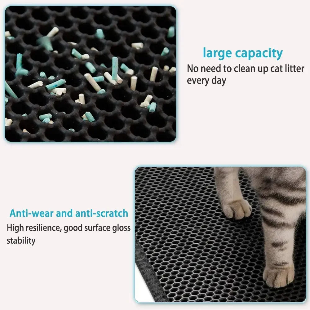 Tapis de litière pour chat avec cadeau, double couche imperméable, tapis de litière antidérapant pour animaux de compagnie, lavable, matelas pour chat, produits de nettoyage