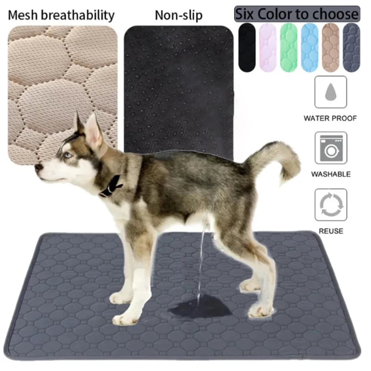 Tapis hygiénique réutilisable et lavable pour chien, siège de voiture, sol, canapé, tapis absorbant et imperméable pour l'entraînement des chiots et des chats, fournitures pour animaux de compagnie