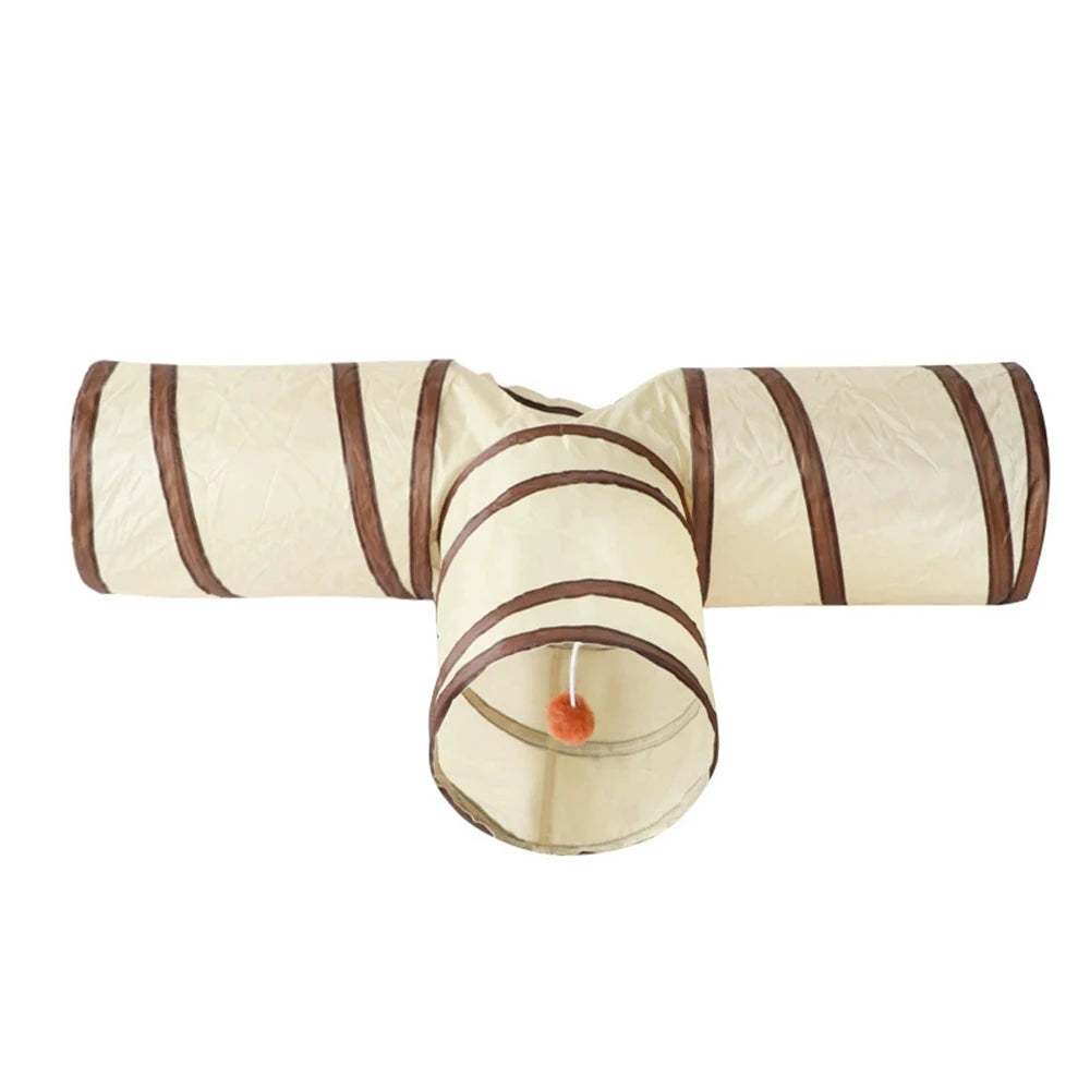 1PC Cat Tunnel, Collapsible Tube with 1 Play Ball Toys, 3 Ways Tunnels for Indoor Cats