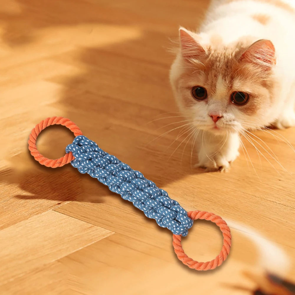 1PC Handwoven Pet Dog Toy for Teeth Cleaning And Chew Fun Random Color Natural Bite Rope Dog Plaything