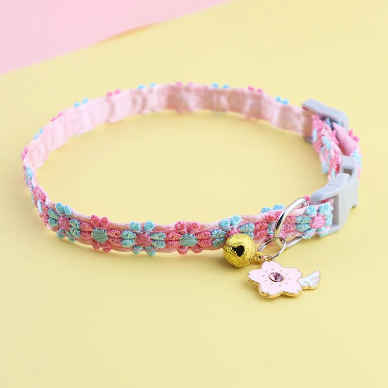 Para collar de gato Airtag con colgante de corazón para niña, gato, bonito, flor, funda de posicionamiento, collar de gato, gatito, cachorro, conejo, sin Airtag