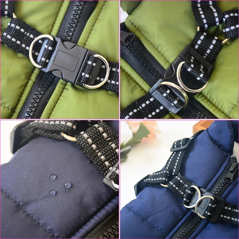 Veste pour Grand Chien avec Harnais, Vêtements d'Hiver Chauds pour Chien Labrador Imperméable, Manteau pour Grand Chien Chihuahua Bouledogue Français