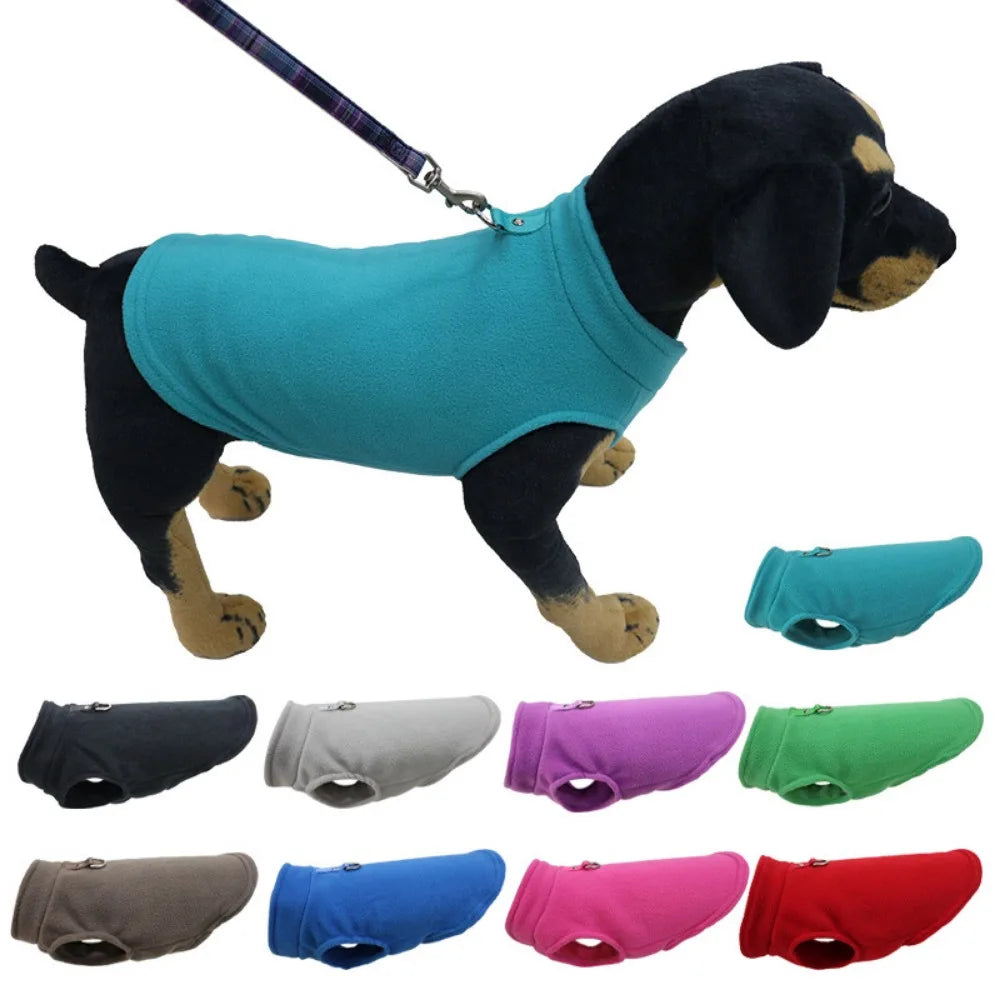 Europa, América, ropa para mascotas de Amazon, ropa para perros, chaleco polar engrosado de color liso, correa de tracción, suministros para mascotas en stock