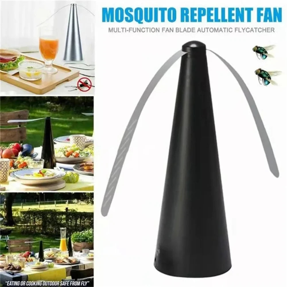 1PC Indoor and outdoor household automatic fly trap, battery fly fan, multifunctional fly repellent
