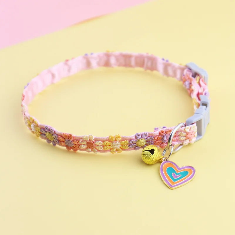Para collar de gato Airtag con colgante de corazón para niña, gato, bonito, flor, funda de posicionamiento, collar de gato, gatito, cachorro, conejo, sin Airtag