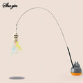 1PC Pet small cat fishing and cat teasing stick 360 degree rotation with feather bells and steel wire cat teasing stick