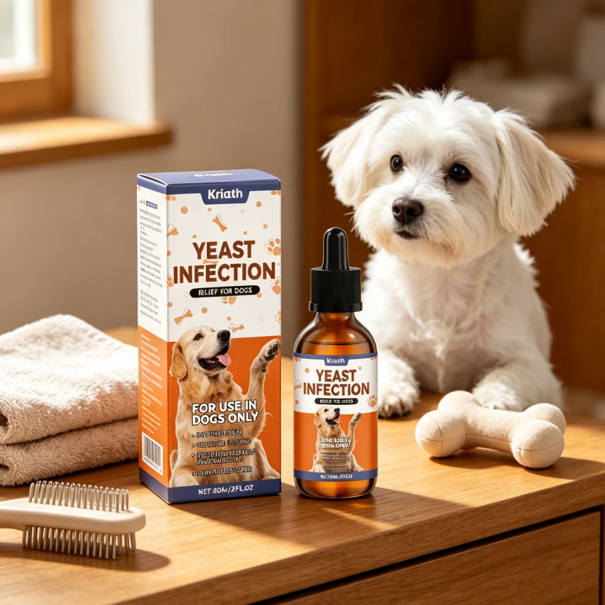 Kriath Gouttes de complément alimentaire pour chiens Favorisent l'absorption des nutriments Améliorent la défense immunitaire Formule douce Complément liquide oral pour chiens