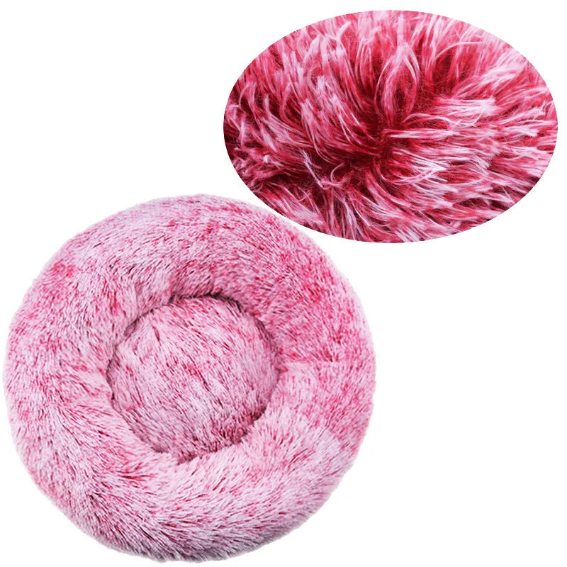 40-90cm 6 Tailles Lit Rond pour Animaux de Compagnie Grand Lit pour Chien Lit Super Doux pour Chat Niche en Peluche pour Chien Moyen Hiver Chaud Couchage