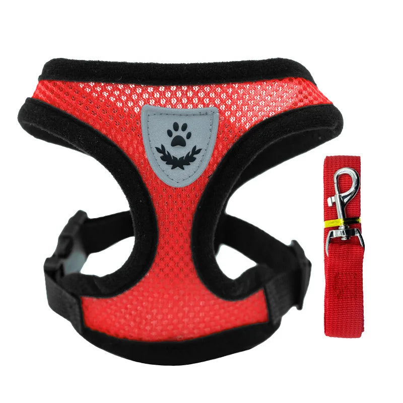 Chaleco para Perro Arnés para Caminar Correa para Cachorro Perro Gato Collar Poliéster Malla Ajustable para Perro Pequeño Mediano Accesorios para Mascotas