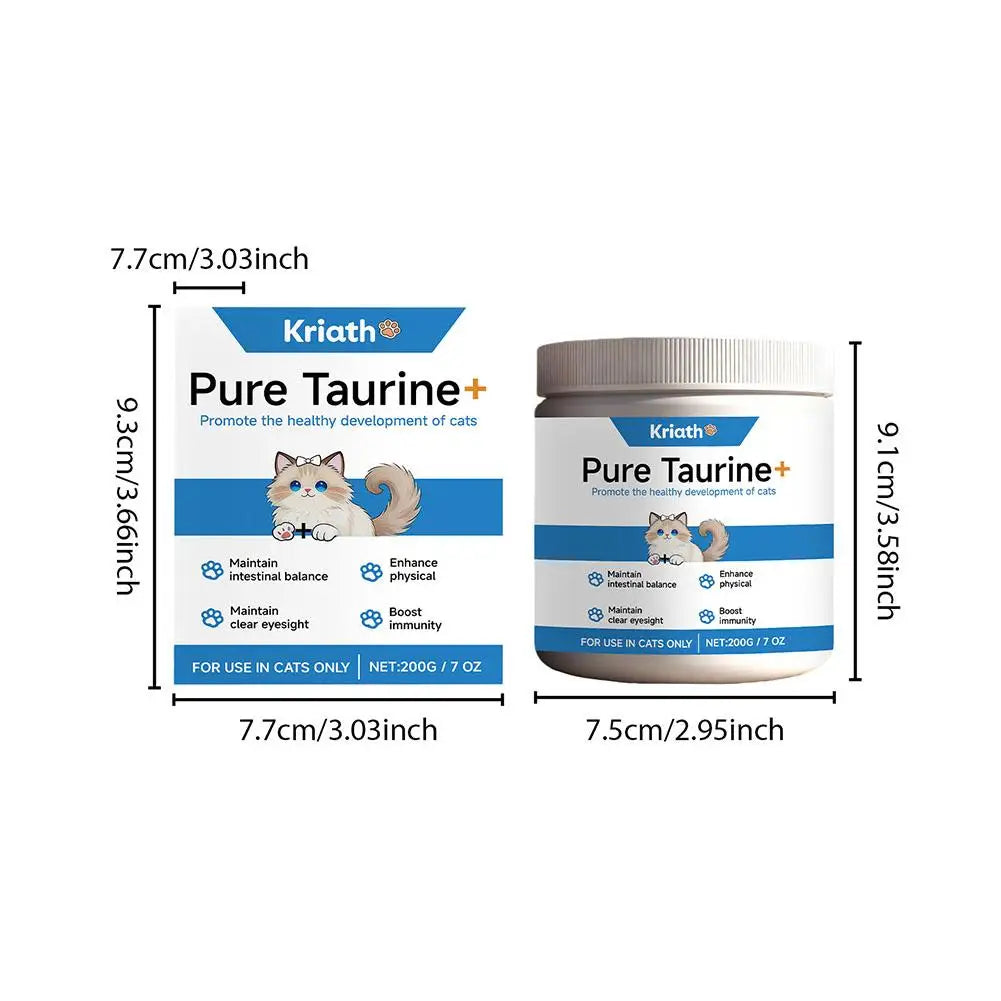 Poudre de taurine nouvelle pour chats, soutien cardiaque et visuel, bien-être quotidien, douce pour les estomacs sensibles, complément nutritif pour l'alimentation des chats