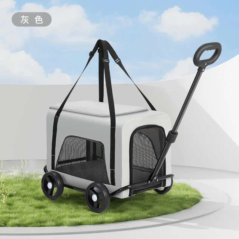 2-in-1 Small Pet Stroller + Pet Backpack for Dogs and Cats Small Pet Stroller for Going Out Lightweight and Foldable pet carrier