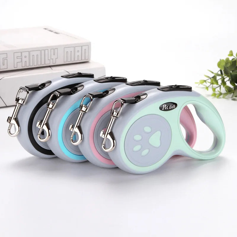 Laisse de 3m 5m en nylon rétractable automatique pour chien, durable, pour chat, sangle extensible pour chiot, traction en roulette pour la promenade et la course de petits chiens