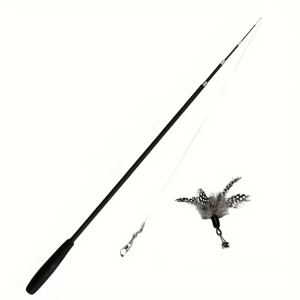 Interactive Long Extendable Pole Cat Toy with Artificial Feathers Pet Supplies for Cats Pet Toy