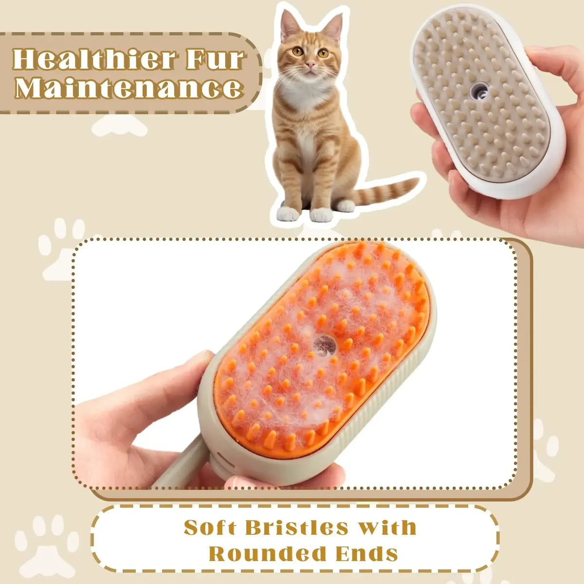Brosse vapeur pour animaux de compagnie, chat, chien, nettoyage, spray vapeur, massage, peigne de toilettage, 3 en 1, épilation, accessoires de toilettage, peigne