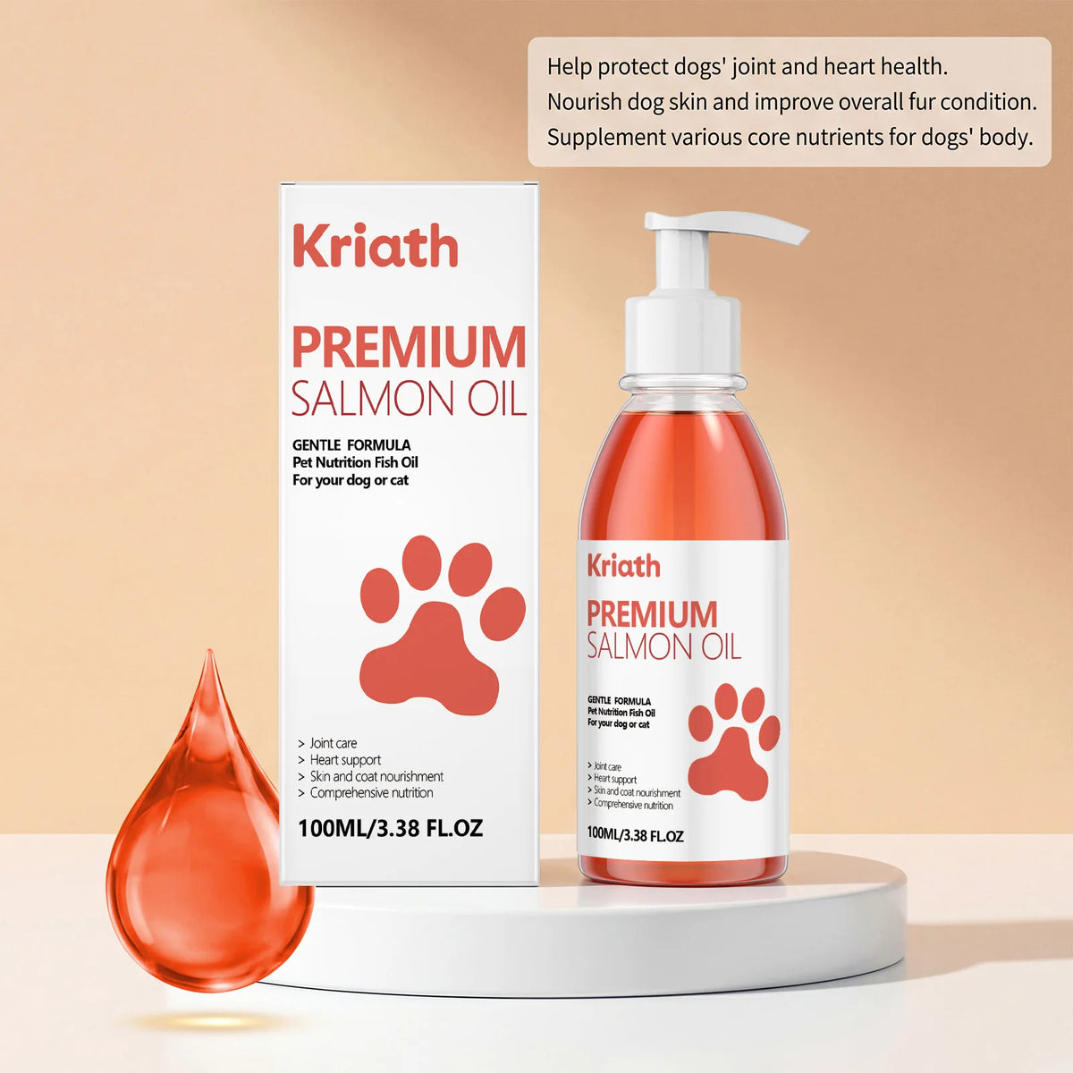 Premium Salmon Fish Oil For Pets Omega 3 Shiny Fur Immune Support Pets Coat Heart Health Dog Cat Heart Skin Nutrition Supplement
