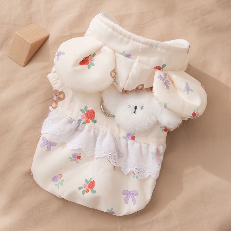 Cat Clothes, Bear Two-legged Cotton-padded Clothes For Kittens, With Fleece Added For Warmth In Autumn And Winter. Two-legged Small Dog Pet Clothing