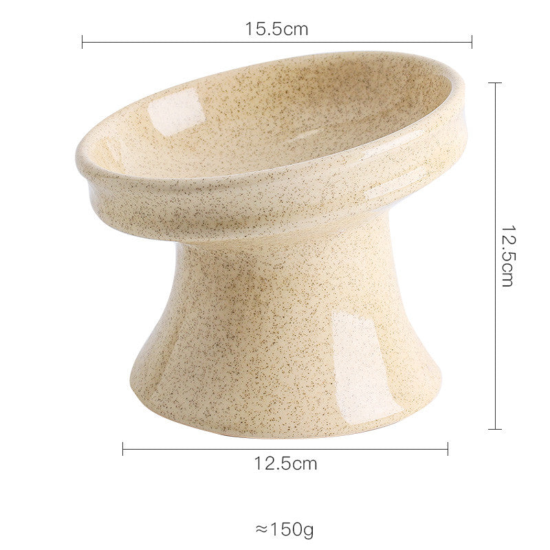 Cat Bowl Ceramic Shallow Mouth High Foot Anti Overturn Double
