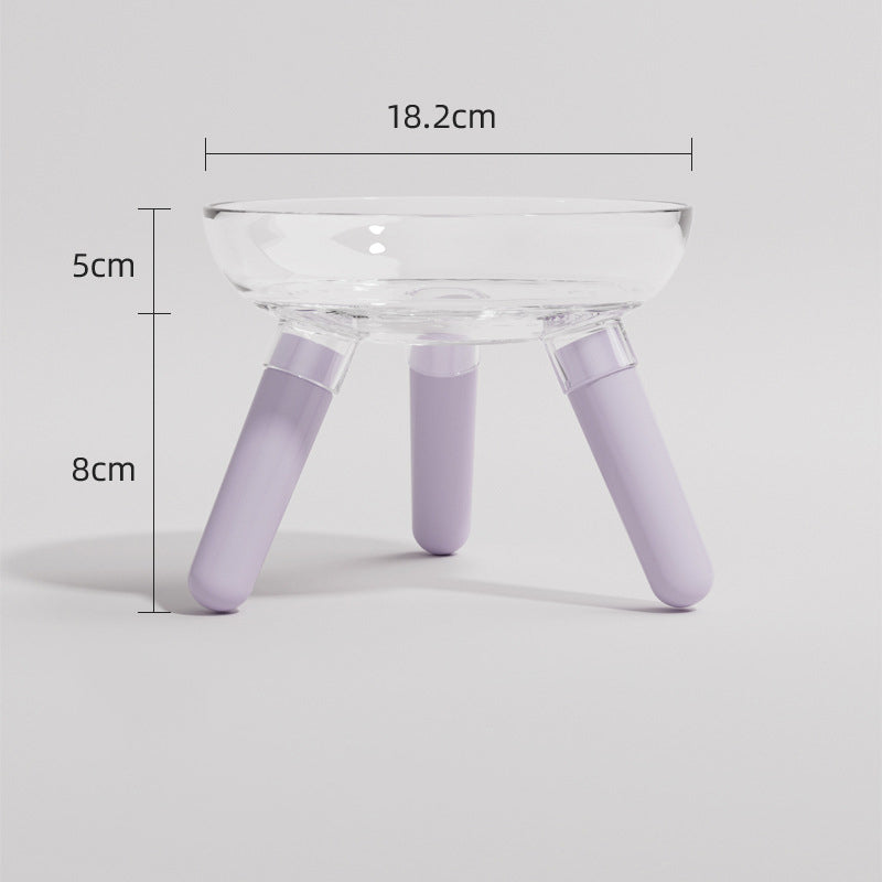 Pet Cat And Dog Feeding Bowl Household Cat And Dog Drinking Water Anti-knock Feeder Transparent Glass Bowl Cat Bowl