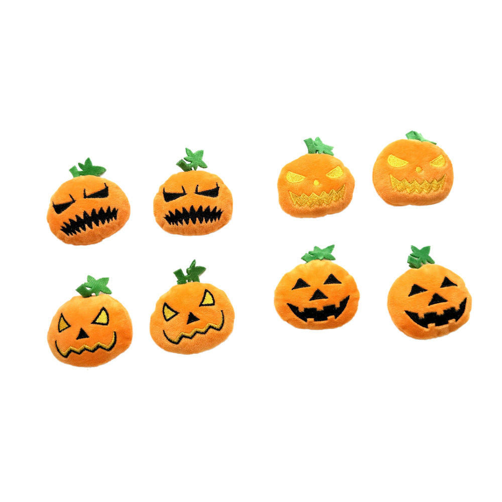 Pumpkin Ghost Face Shape Halloween Cat Toy Bite-resistant Molar Relieving Stuffy Pet