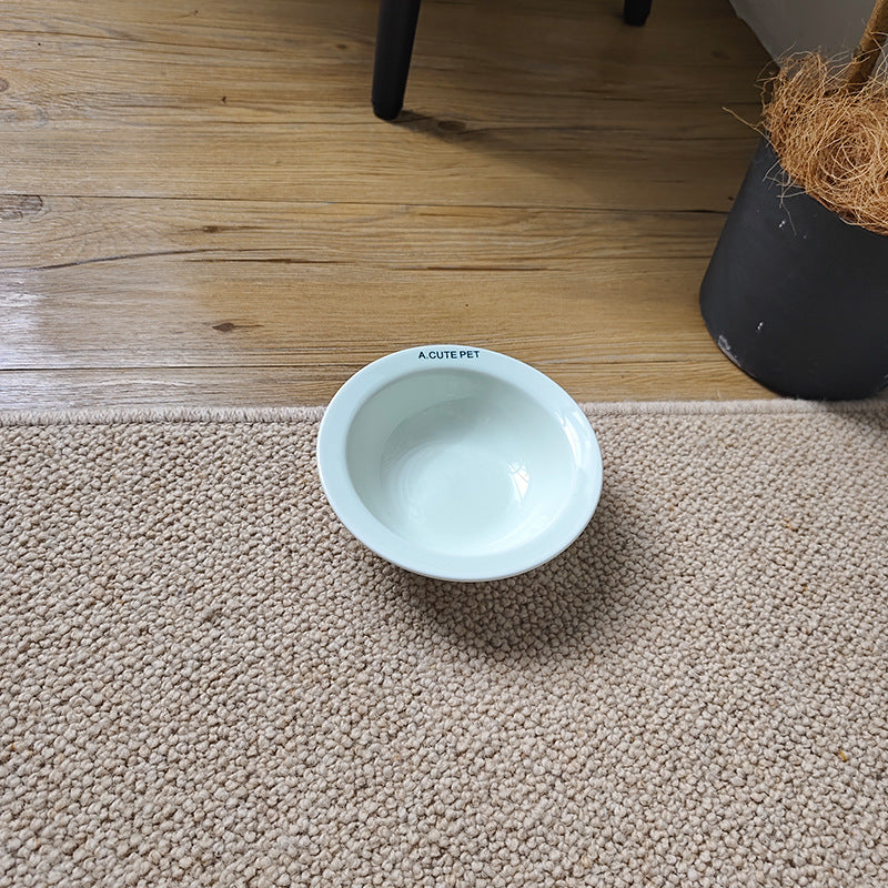 Cat Water Bowl Dog Basin Anti-tumble High Leg Cat Bowl Ceramic Cat Food Holder Double Bowl