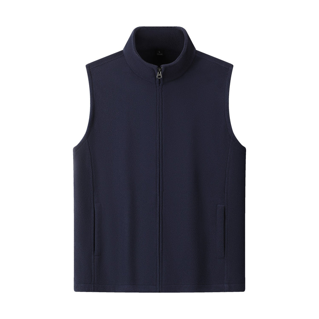 Zipper Stand Collar Double-sided Fleece Cardigan Fleece Vest